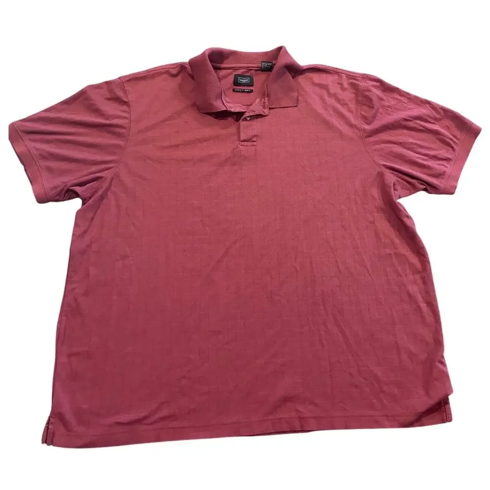 Haggar‎ Swift Dry Polo Mens Sz 2XL Geometric Pattern Burgundy Golf Performance